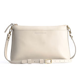 Bone Large | Zip top crossbody bag with detachable strap