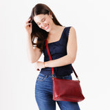 Chili Red Large | Zip top crossbody bag with detachable strap