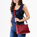 Chili Red Large | Zip top crossbody bag with detachable strap