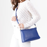 Molino Blue Large | Zip top crossbody bag with detachable strap