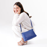 Molino Blue Large | Zip top crossbody bag with detachable strap