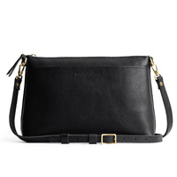 Pebbled--black*Large | Zip top crossbody bag with detachable strap