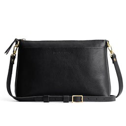Pebbled--black*Large | Zip top crossbody bag with detachable strap