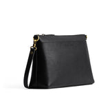 Pebbled--black Large | Zip top crossbody bag with detachable strap