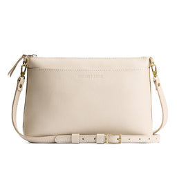 Pebbled Bone*Large | Zip top crossbody bag with detachable strap 