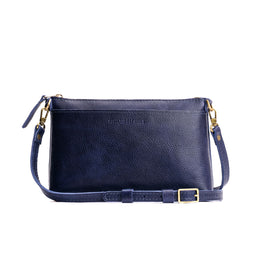 Cobalt*Small | Zip top petite crossbody bag with detachable strap