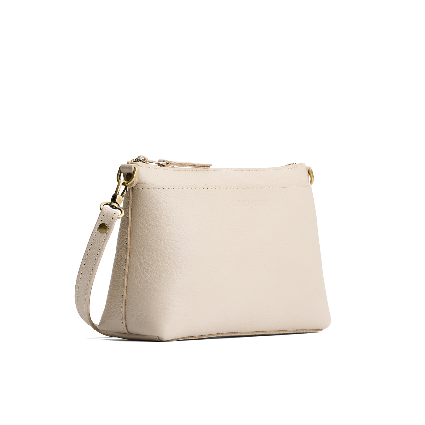Pebbled Bone*Classic | Zip top petite crossbody bag with detachable strap