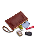 Nutmeg Small | Wristlet pouch with front pocket and zipper closure