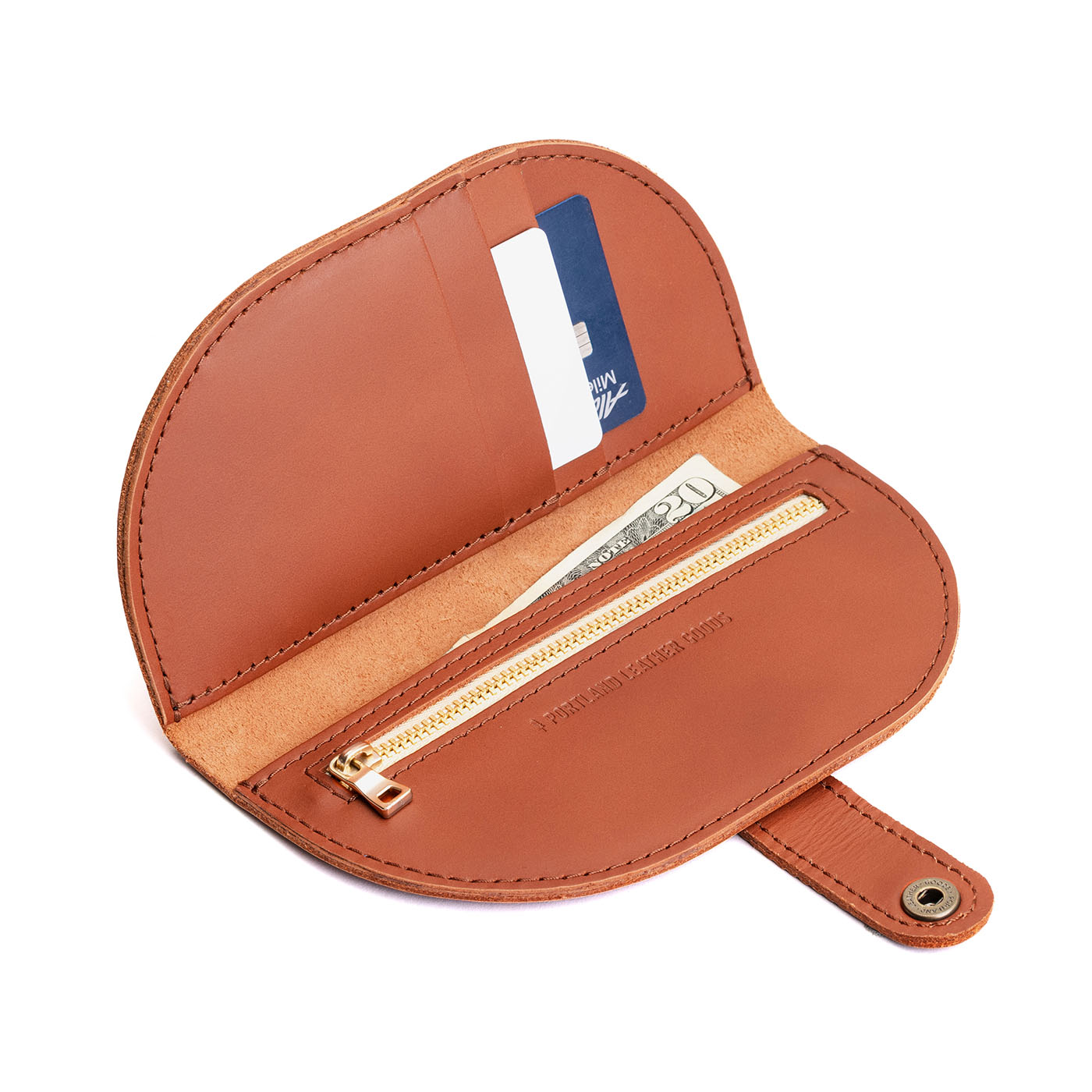 Clownfish | Semicircle bifold wallet with snap closure open