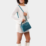 Lagoon Small | Petite tote purse with  structured leather handles and crossbody strap