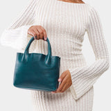 Lagoon Small | Petite tote purse with  structured leather handles and crossbody strap