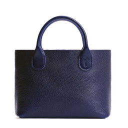 Cobalt*Large | Mid-size tote purse with  structured leather handles and crossbody strap