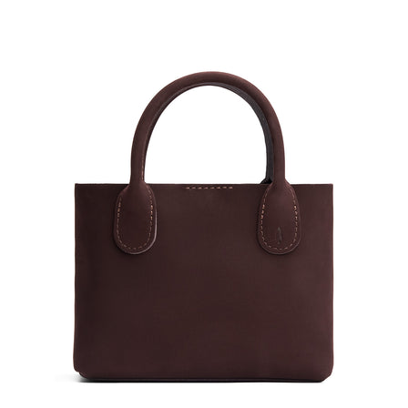 Velvet Brown*Large | Mid-size tote purse with structured leather handles and crossbody strap
