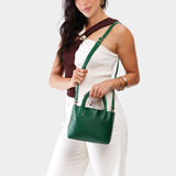 Bacalar Small | Petite tote purse with  structured leather handles and crossbody strap