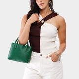 Bacalar Small | Petite tote purse with  structured leather handles and crossbody strap