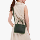 Evergreen Small | Petite tote purse with structured leather handles and crossbody strap