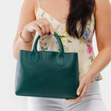 Sea Glass Large | Mid-size tote purse with  structured leather handles and crossbody strap