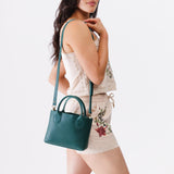Sea Glass Small | Petite tote purse with structured leather handles and crossbody strap