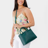 Sea Glass Large | Mid-size tote purse with  structured leather handles and crossbody strap