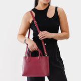 Berry Good Large Classic | Mid-size tote purse with  structured leather handles and crossbody strap