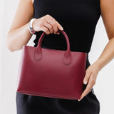 Berry Good Large Classic | Mid-size tote purse with  structured leather handles and crossbody strap
