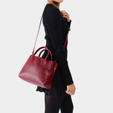 Orchid Large | Mid-size tote purse with  structured leather handles and crossbody strap