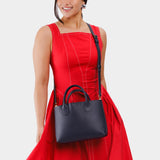 Night Owl Large | Mid-size tote purse with structured leather handles and crossbody strap