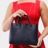 Night Owl Large | Mid-size tote purse with structured leather handles and crossbody strap