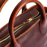 Cinnamon Bear ANY Zipper | Petite tote purse with structured leather handles and crossbody strap