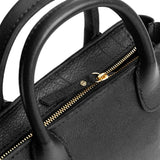Pebbled--black ANY Zipper | Petite tote purse with structured leather handles and crossbody strap