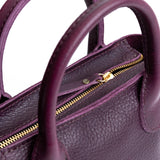 Plum ANY Zipper | Petite tote purse with structured leather handles and crossbody strap