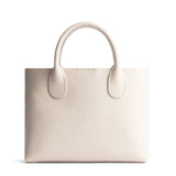 Bone Large | Mid-size tote purse with  structured leather handles and crossbody strap