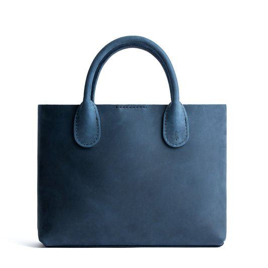 Deep Water*Large | Mid-size tote purse with  structured leather handles and crossbody strap