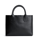 Pebbled--black Large | Mid-size tote purse with  structured leather handles and crossbody strap