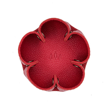 Cherry | Flower-shaped foldable leather tray with snap-button corners