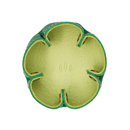 Shadow Lime | Flower-shaped foldable leather tray with snap-button corners