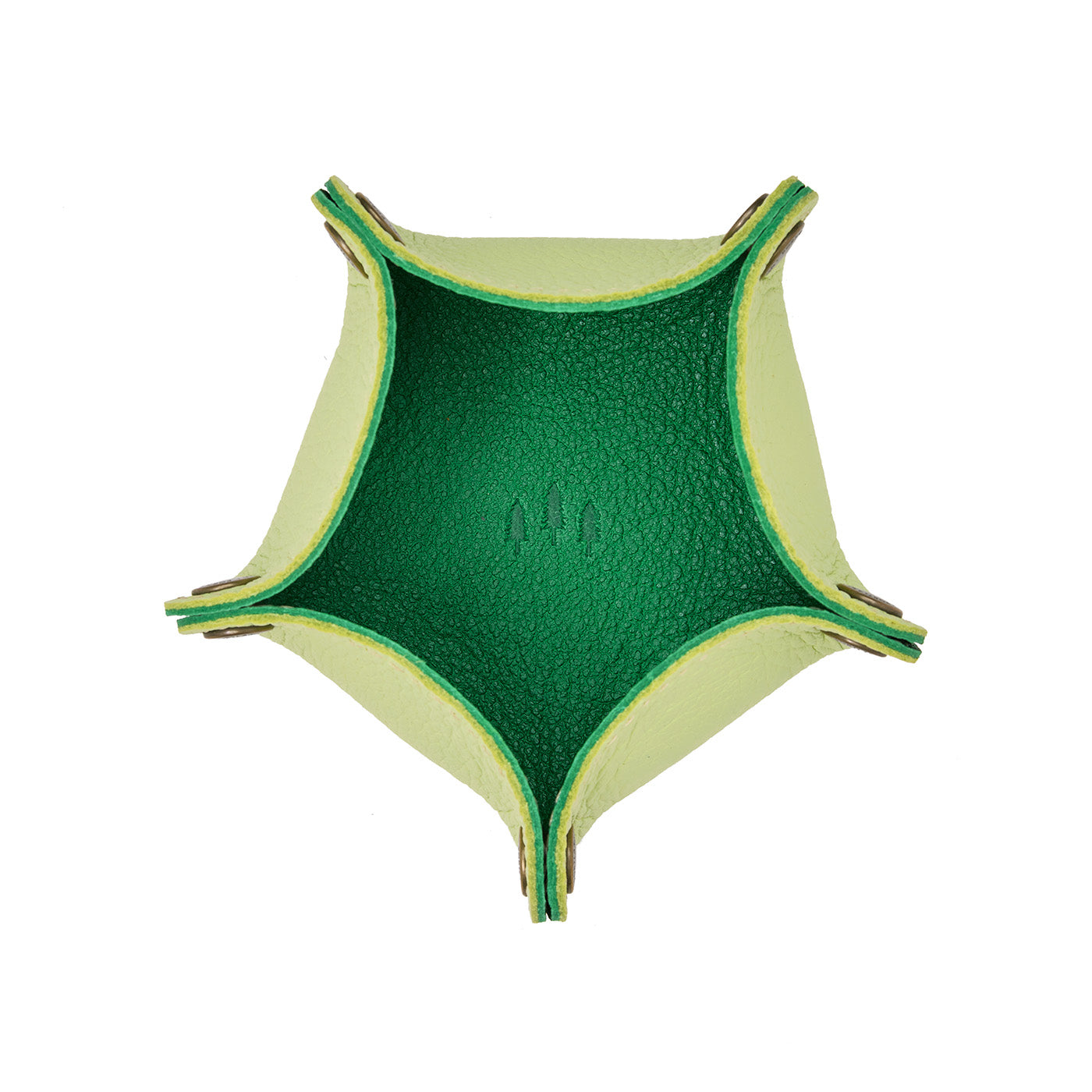 Shadow Lime | Star-shaped foldable leather tray with snap-button corners