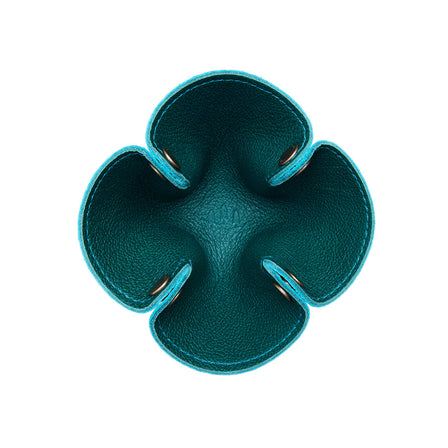 Sea Glass | Clover leaf-shaped foldable leather tray with snap-button corners