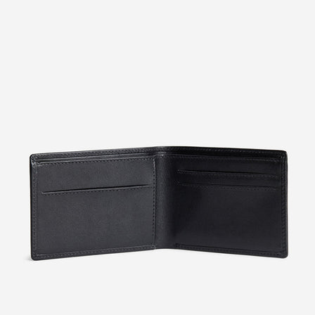 Black Rock | Bifold leather wallet with card slots open with card and cash inside