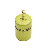 Wasabi | Cylindrical shaped pouch with a gold zipper and swivel lobster claw clasp