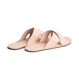 Crema | Flat leather sandals with debossed PLG three tree logo in sole