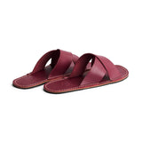 Marsala | Flat leather sandals with debossed PLG three tree logo in sole
