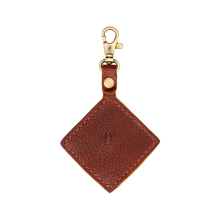 Nutmeg | Diamond shaped leather AirTag holder on a lobster clasp keychain