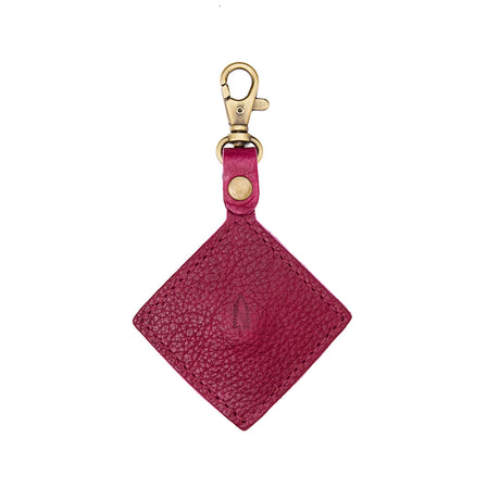 Orchid | Diamond shaped leather AirTag holder on a lobster clasp keychain