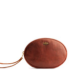Nutmeg Large | Oval shaped pouch with zipper and wristlet strap