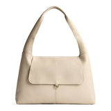 Pebbled Bone Large | Slouchy triangle shaped shoulder bag with a flap
