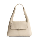 Pebbled Bone Medium | Slouchy triangle shaped shoulder bag with a flap