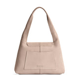 Taupe Medium | Slouchy triangle shaped shoulder bag with a flap
