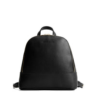 Pebbled--black | Leather backpack with debossed Portland Leather logo on front, with zipper closure and straps with lobster clasps