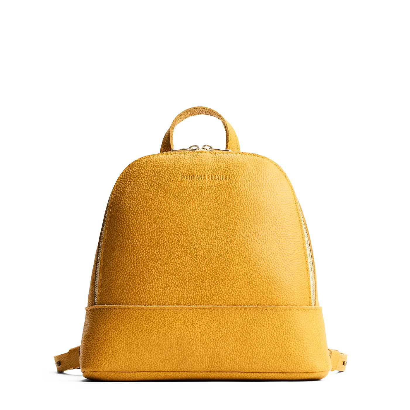 Sunshine | Leather backpack with debossed Portland Leather logo on front, with zipper closure and straps with lobster clasps